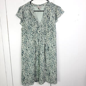 Hm Dress Womens Size Small Shift V Neck Printed V Neck Collarless Pintuck